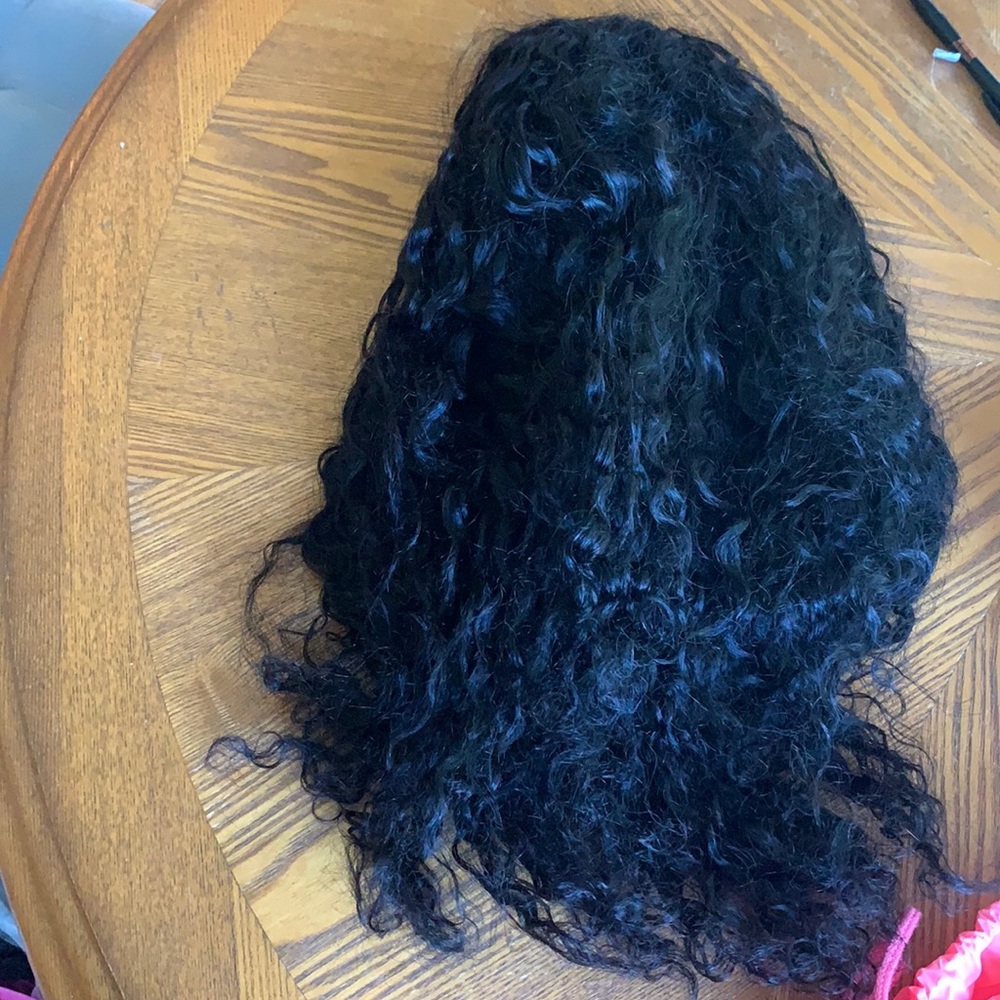100% human hair curly headband wig 20in